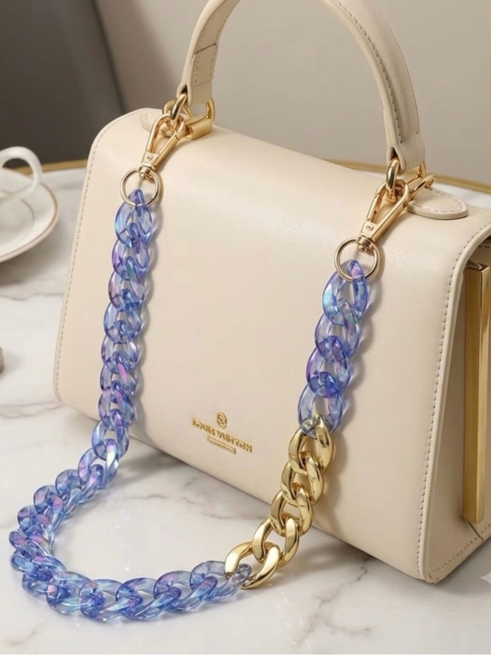 New blue & gold iridescent 15.75 bag chain